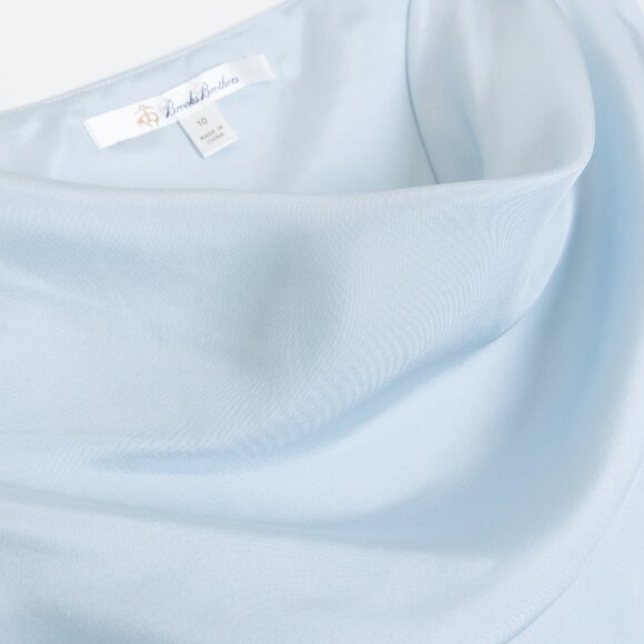 Brooks Brothers 100% Silk Cowl Neck Blouse Light Blue Size 10 - Picture 6 of 11